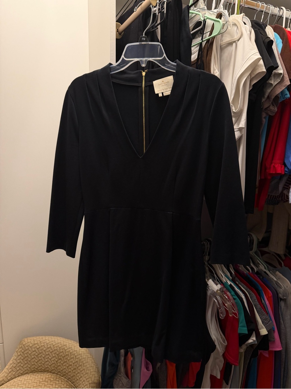 Kate Spade New York Black V-Neck Fit & Flare Dress Size 8